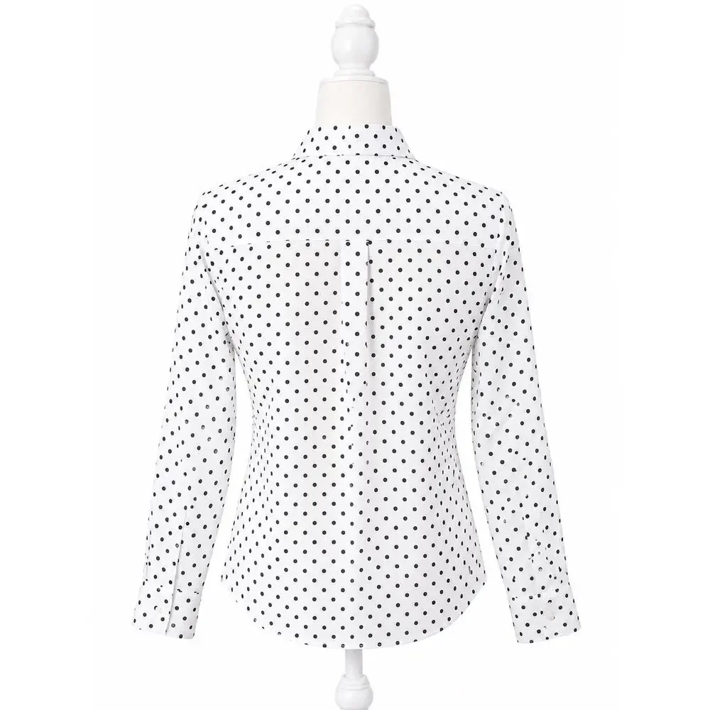 Parisian Preppy Polka Dot Classic Button Down J.Crew Perfect Shirt Cotton 10